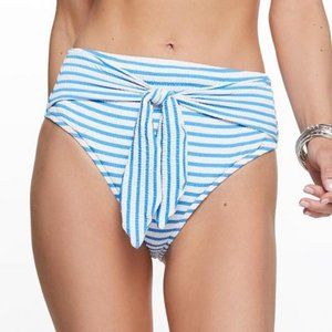 Jessica Simpson Sunshine Stripe High-Waist Bikini Bottoms